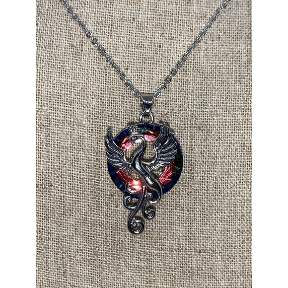 Phoenix Multi Crystal colored Pendant Necklace - Picture 5 of 11